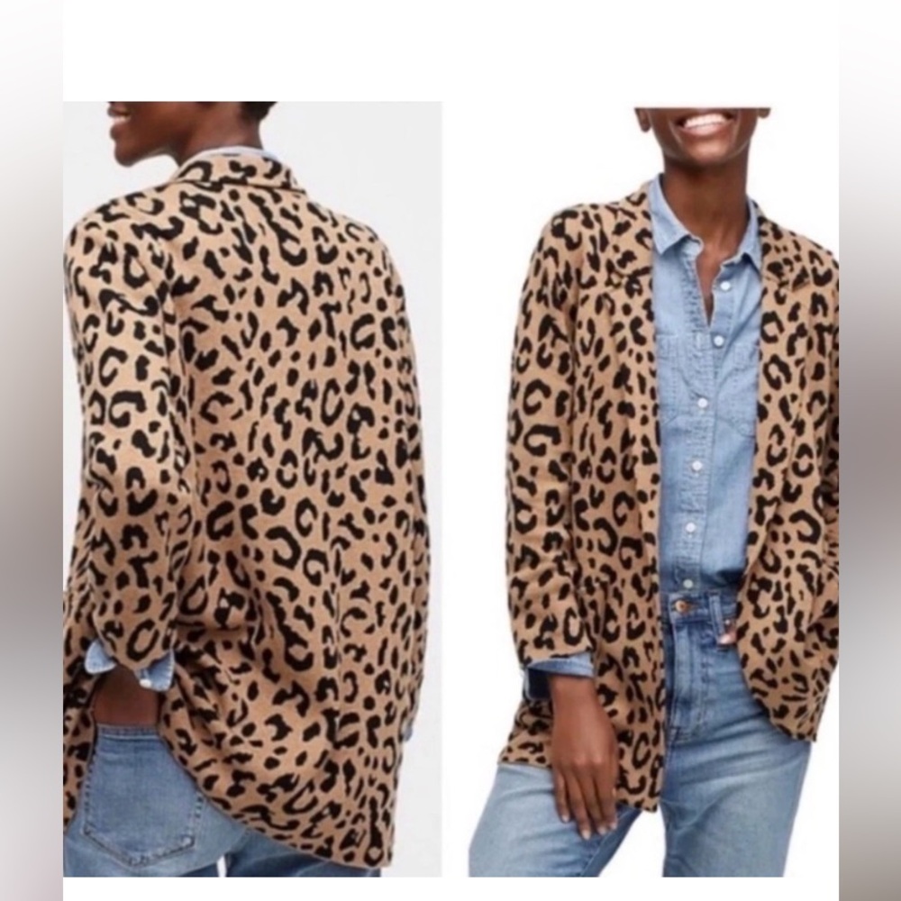 J. Crew Animal Print Open Cardigan Tan/Black sz XS